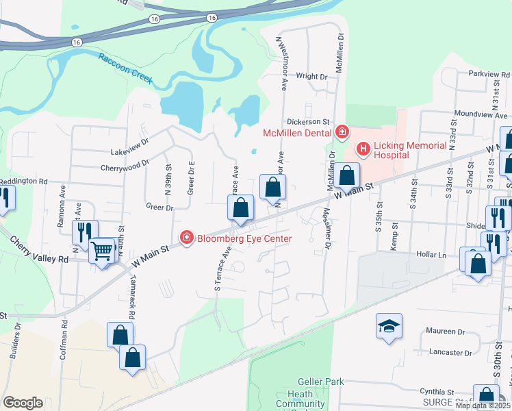 map of restaurants, bars, coffee shops, grocery stores, and more near 18 Stone House Court in Newark