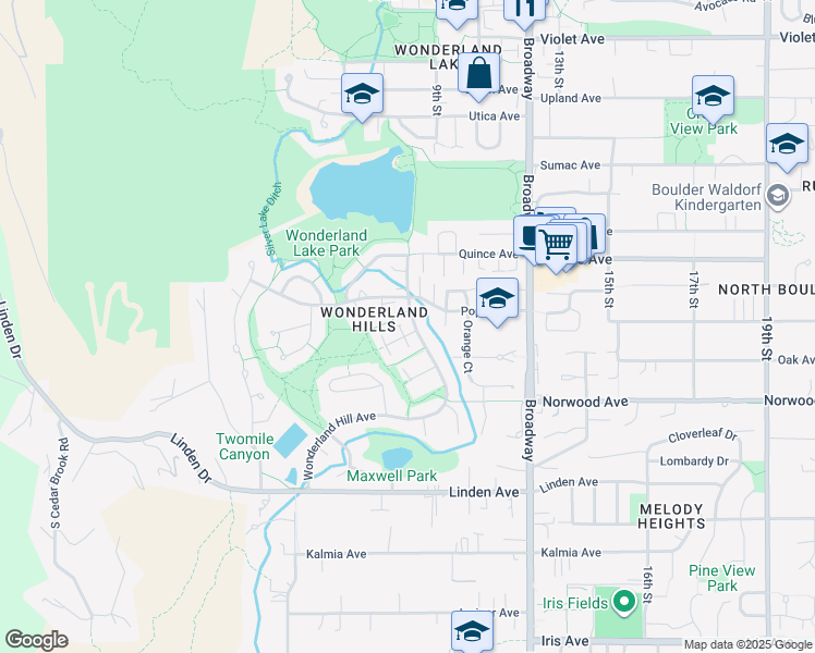 map of restaurants, bars, coffee shops, grocery stores, and more near 3922 Orchard Court in Boulder