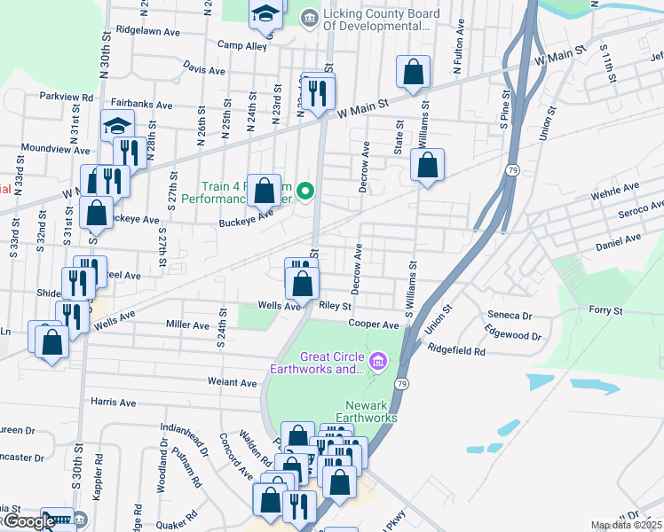 map of restaurants, bars, coffee shops, grocery stores, and more near 177 Hancock Street in Newark