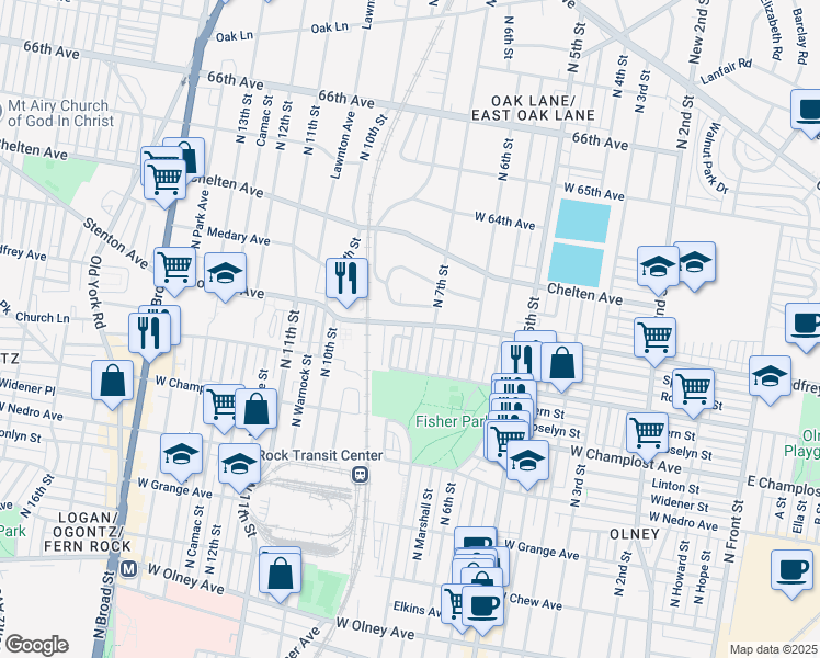 map of restaurants, bars, coffee shops, grocery stores, and more near 736 West Godfrey Avenue in Philadelphia
