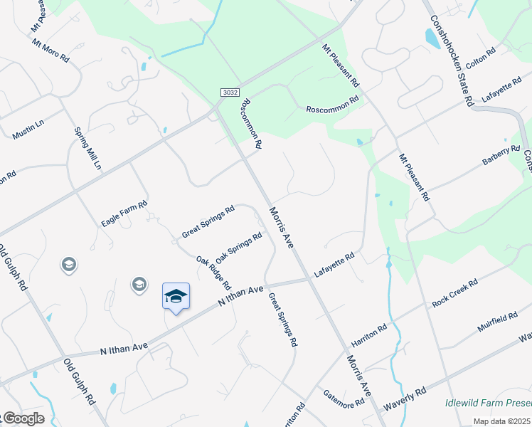 map of restaurants, bars, coffee shops, grocery stores, and more near 907 Great Springs Road in Bryn Mawr