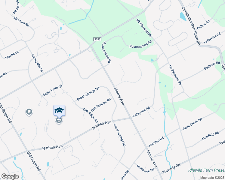 map of restaurants, bars, coffee shops, grocery stores, and more near 907 Great Springs Road in Bryn Mawr