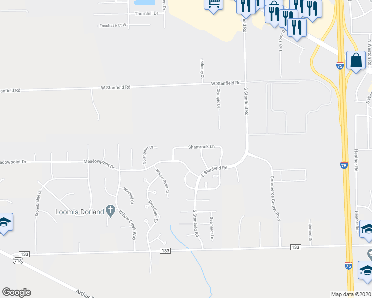 map of restaurants, bars, coffee shops, grocery stores, and more near 2270C Shamrock Lane in Troy