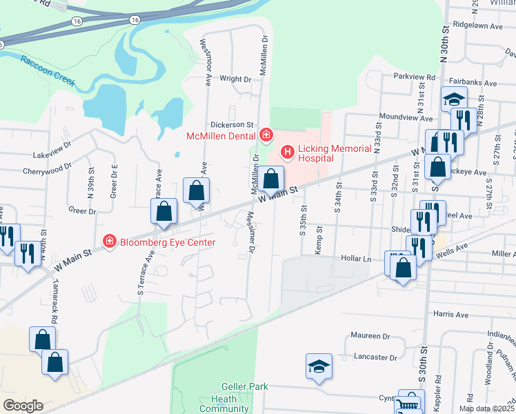 map of restaurants, bars, coffee shops, grocery stores, and more near 15 Messimer Drive in Newark
