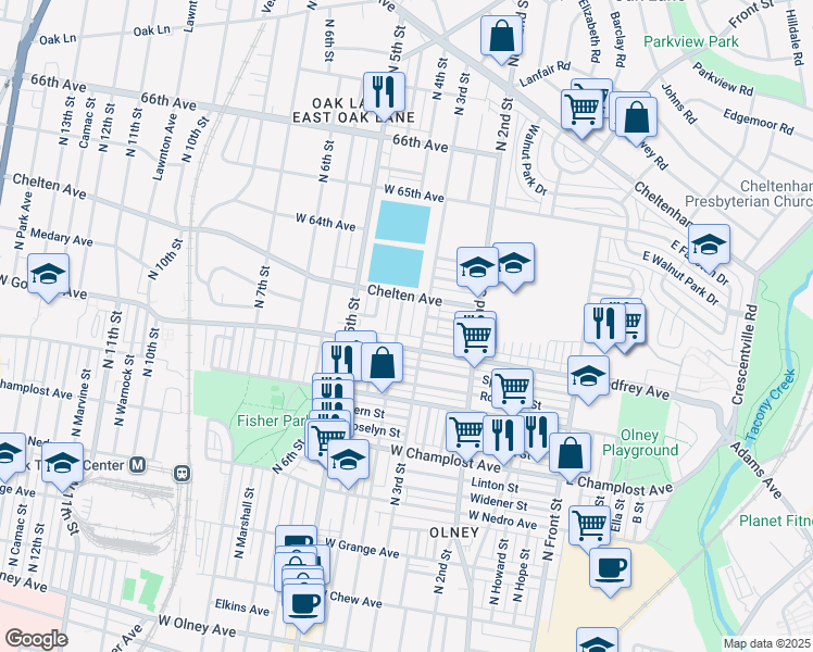 map of restaurants, bars, coffee shops, grocery stores, and more near 6225 North 4th Street in Philadelphia