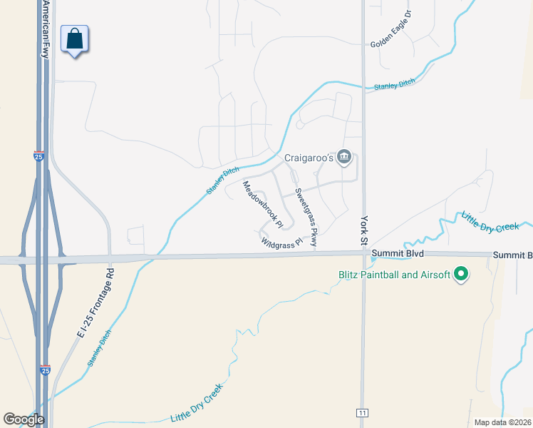 map of restaurants, bars, coffee shops, grocery stores, and more near 4628 Wildgrass Place in Dacono