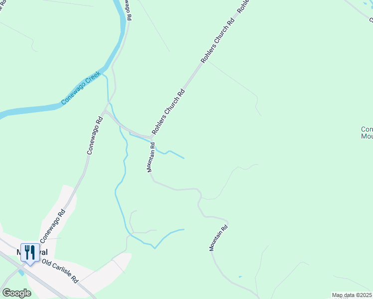 map of restaurants, bars, coffee shops, grocery stores, and more near 6551 Mountain Road in Dover