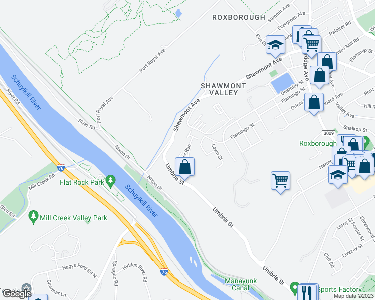 map of restaurants, bars, coffee shops, grocery stores, and more near 613 Autumn River Run in Philadelphia