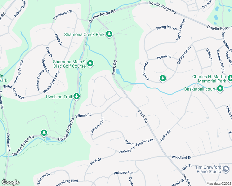 map of restaurants, bars, coffee shops, grocery stores, and more near 469 Brookwood Drive in Downingtown