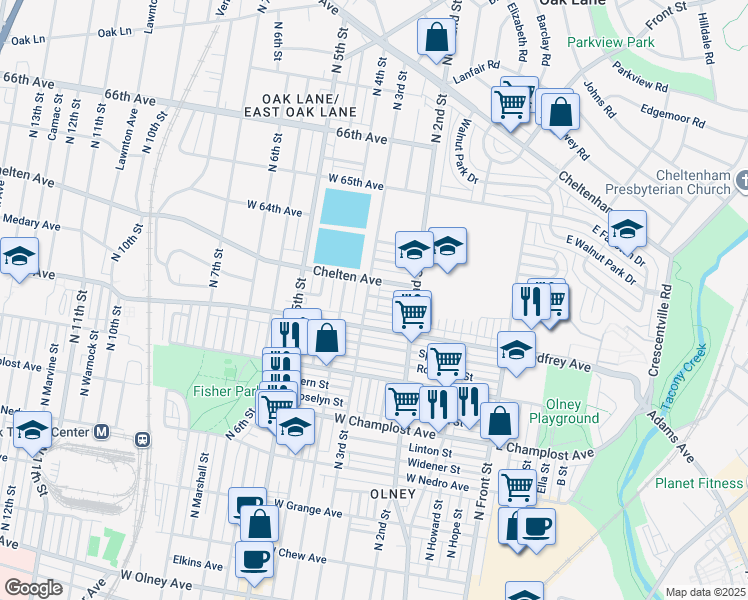 map of restaurants, bars, coffee shops, grocery stores, and more near 6241 North 3rd Street in Philadelphia