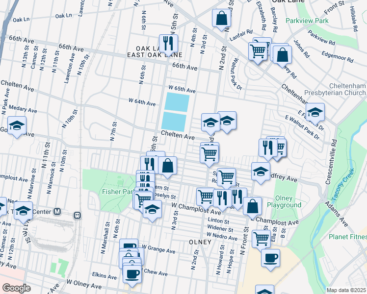 map of restaurants, bars, coffee shops, grocery stores, and more near 6236 North 3rd Street in Philadelphia
