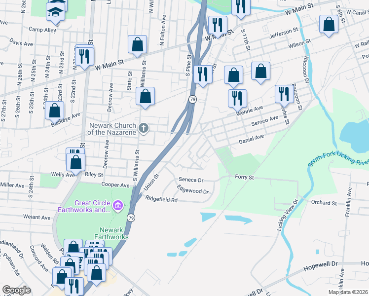 map of restaurants, bars, coffee shops, grocery stores, and more near 327 Union Street in Newark