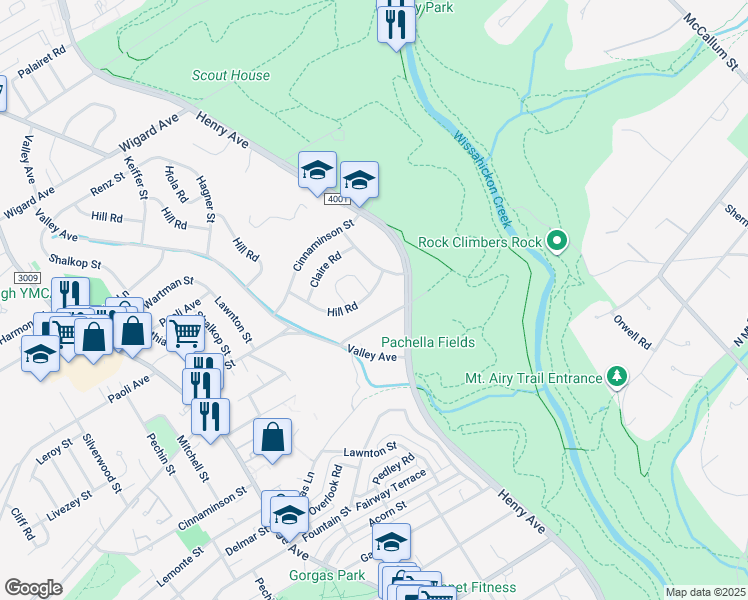 map of restaurants, bars, coffee shops, grocery stores, and more near 772 Hill Road in Philadelphia