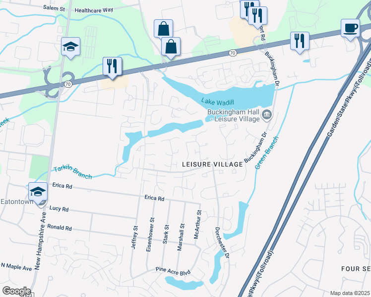 map of restaurants, bars, coffee shops, grocery stores, and more near 123B Edinburgh Lane in Lakewood