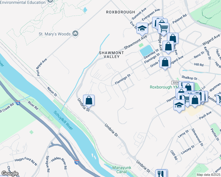 map of restaurants, bars, coffee shops, grocery stores, and more near 7516 Newland Street in Philadelphia