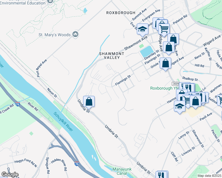 map of restaurants, bars, coffee shops, grocery stores, and more near 7516 Newland Street in Philadelphia