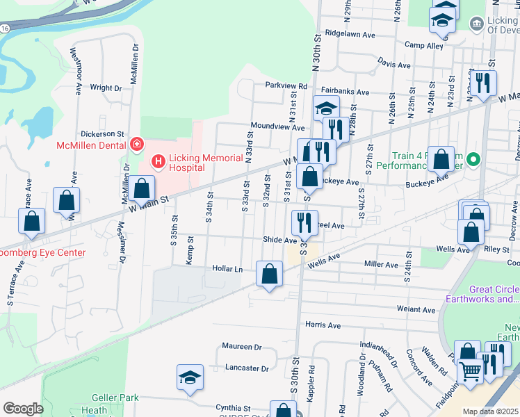 map of restaurants, bars, coffee shops, grocery stores, and more near 69 North 32nd Street in Newark