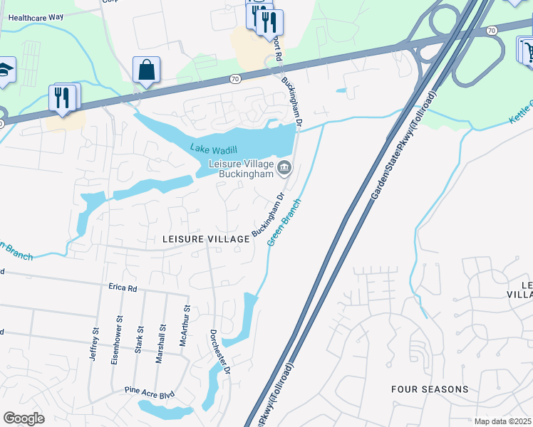 map of restaurants, bars, coffee shops, grocery stores, and more near 50B Cambridge Court in Lakewood