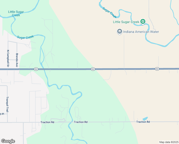 map of restaurants, bars, coffee shops, grocery stores, and more near 2563 Indiana 32 in Crawfordsville