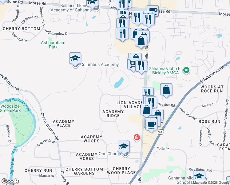 map of restaurants, bars, coffee shops, grocery stores, and more near 311 Vista Drive in Gahanna