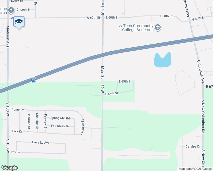 map of restaurants, bars, coffee shops, grocery stores, and more near 4012 South 50 West in Anderson