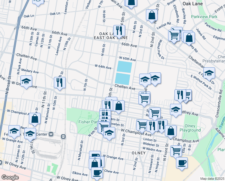 map of restaurants, bars, coffee shops, grocery stores, and more near 6241 North 5th Street in Philadelphia