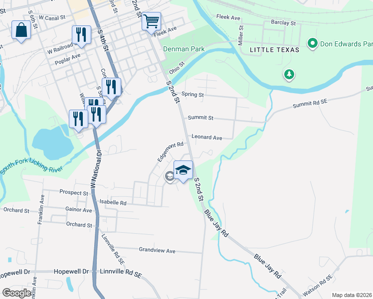 map of restaurants, bars, coffee shops, grocery stores, and more near 455 South 2nd Street in Newark