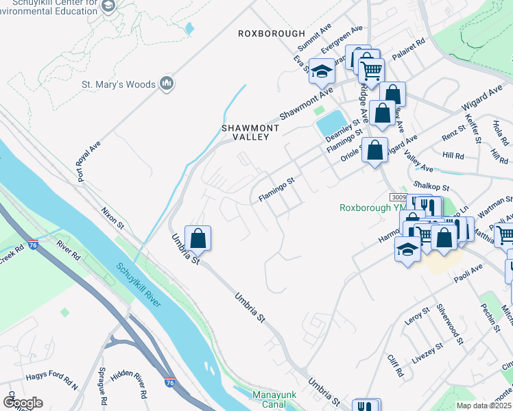 map of restaurants, bars, coffee shops, grocery stores, and more near 7515 Newland Street in Philadelphia