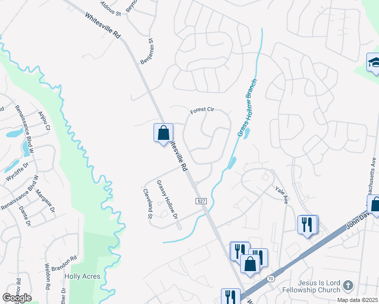 map of restaurants, bars, coffee shops, grocery stores, and more near 2425 Forest Circle in Toms River