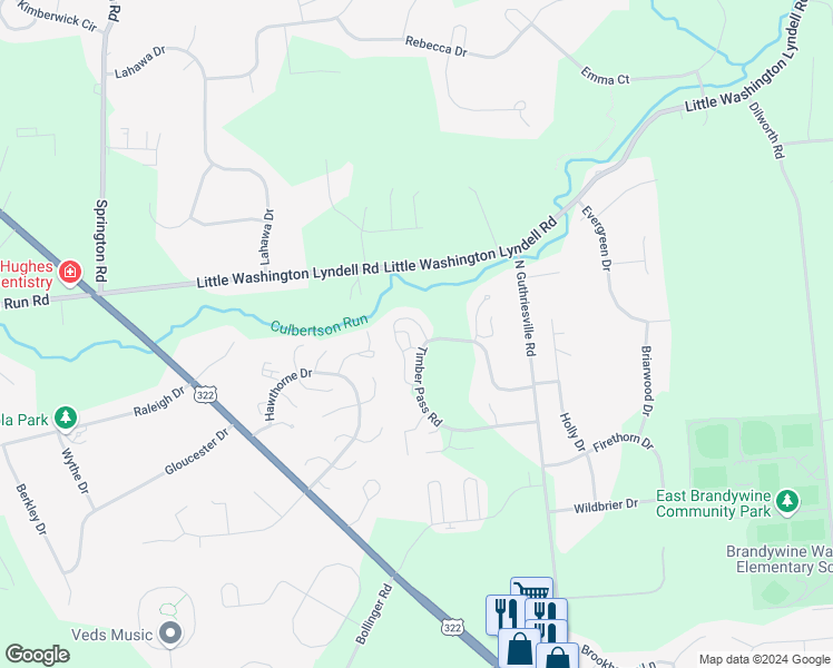 map of restaurants, bars, coffee shops, grocery stores, and more near 89 Winterberry Court in Downingtown