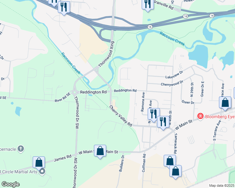 map of restaurants, bars, coffee shops, grocery stores, and more near 2112 Cherry Valley Road in Newark
