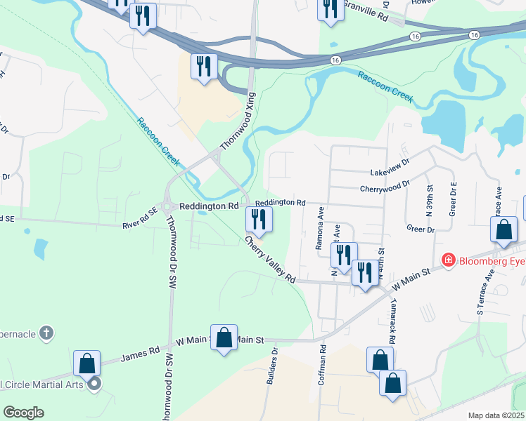 map of restaurants, bars, coffee shops, grocery stores, and more near 2112 Cherry Valley Road in Newark