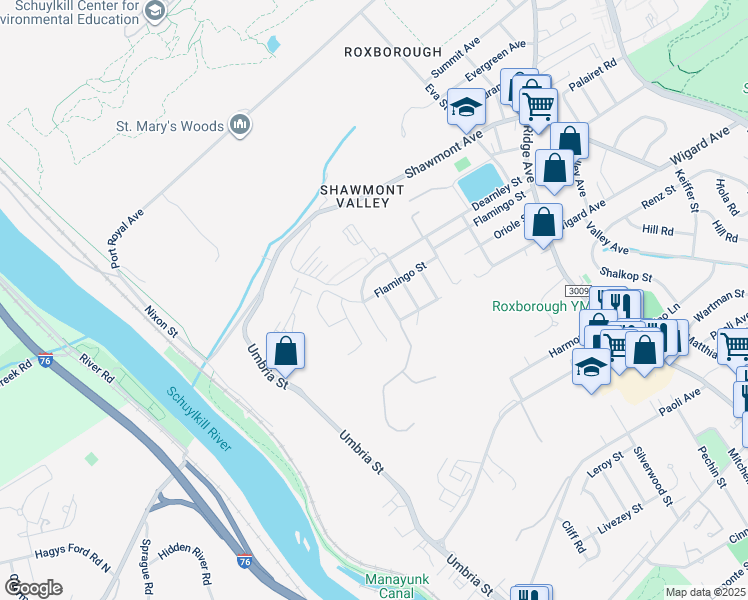 map of restaurants, bars, coffee shops, grocery stores, and more near 7515 Newland Street in Philadelphia