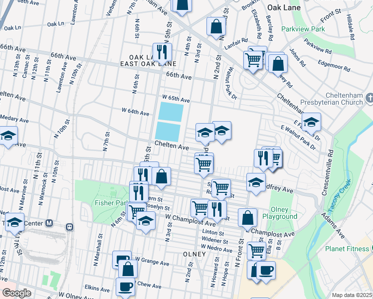map of restaurants, bars, coffee shops, grocery stores, and more near 6267 North 3rd Street in Philadelphia