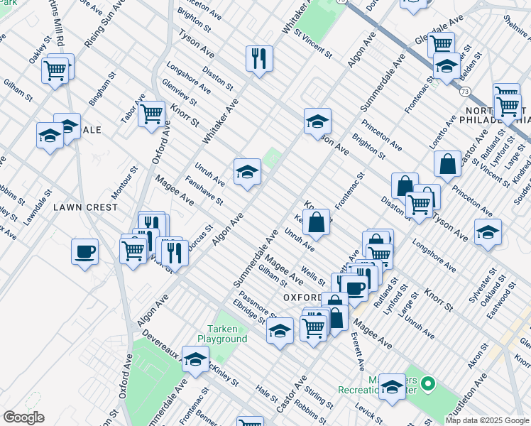 map of restaurants, bars, coffee shops, grocery stores, and more near 1126 Kerper Street in Philadelphia