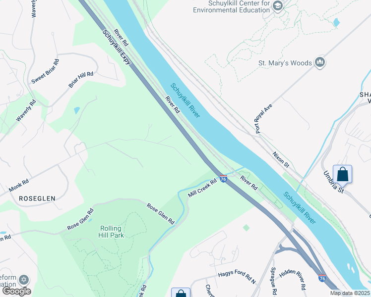 map of restaurants, bars, coffee shops, grocery stores, and more near 1628 Monk Road in Gladwyne