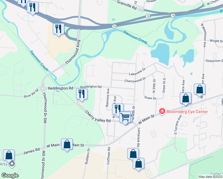 map of restaurants, bars, coffee shops, grocery stores, and more near 1932 Reddington Road in Newark