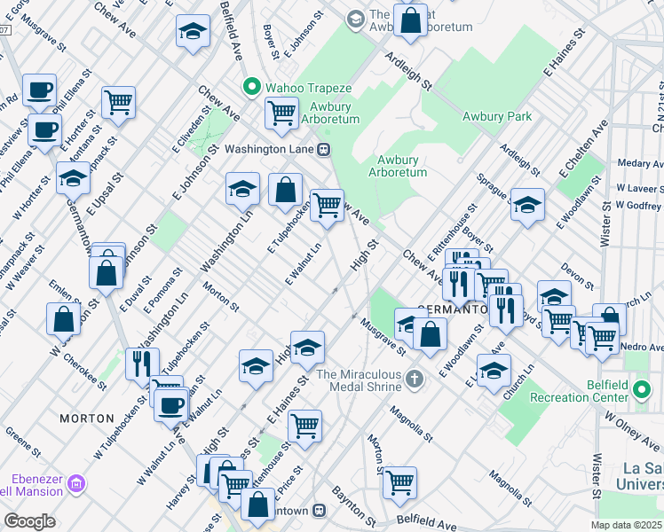 map of restaurants, bars, coffee shops, grocery stores, and more near 470 East Cosgrove Street in Philadelphia