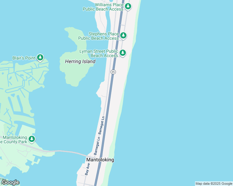 map of restaurants, bars, coffee shops, grocery stores, and more near 1063 Ocean Avenue in Mantoloking