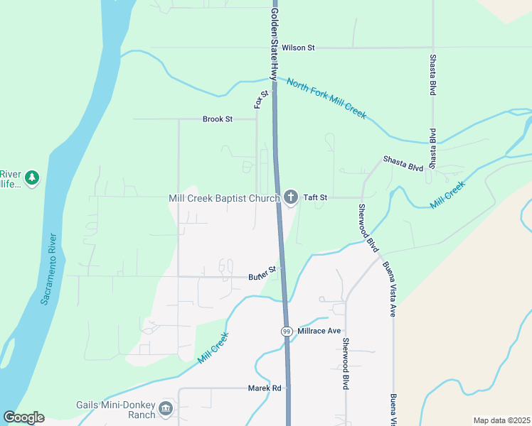 map of restaurants, bars, coffee shops, grocery stores, and more near 8655 Golden State Highway in Los Molinos