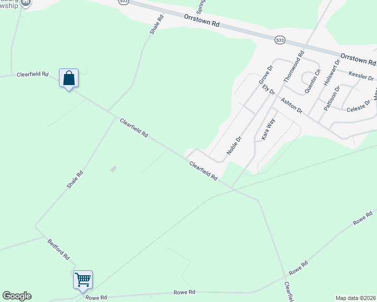 map of restaurants, bars, coffee shops, grocery stores, and more near 65 Noble Drive in Shippensburg