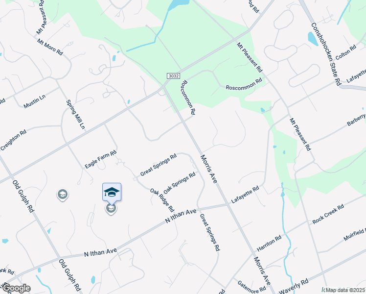 map of restaurants, bars, coffee shops, grocery stores, and more near 925 Great Springs Road in Bryn Mawr