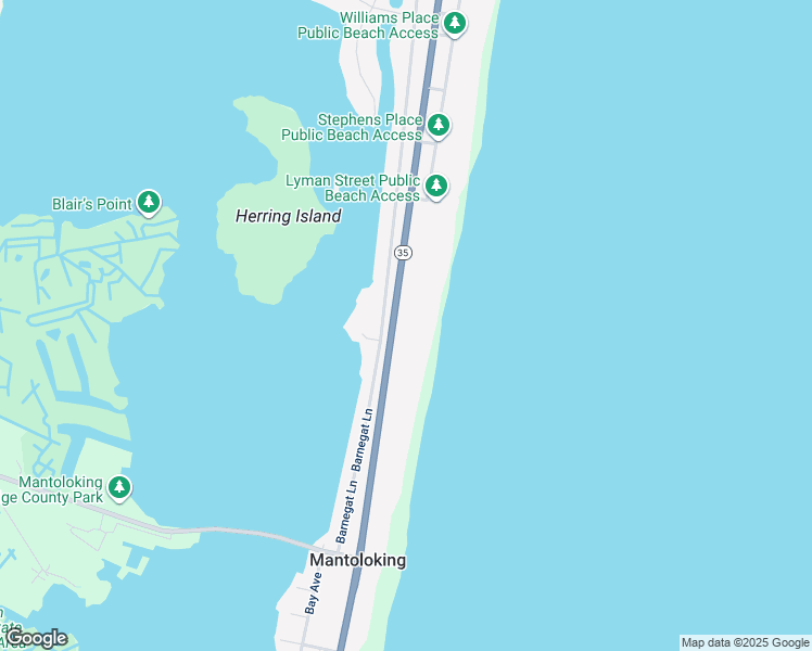 map of restaurants, bars, coffee shops, grocery stores, and more near 1063 Ocean Avenue in Mantoloking
