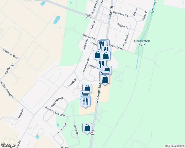 map of restaurants, bars, coffee shops, grocery stores, and more near 55 Cottage Drive in Manchester