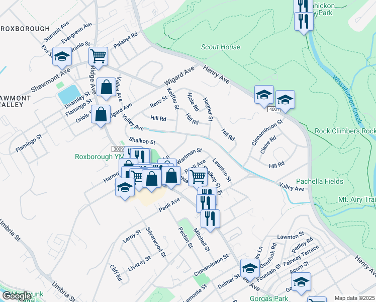 map of restaurants, bars, coffee shops, grocery stores, and more near 561 Wartman Street in Philadelphia