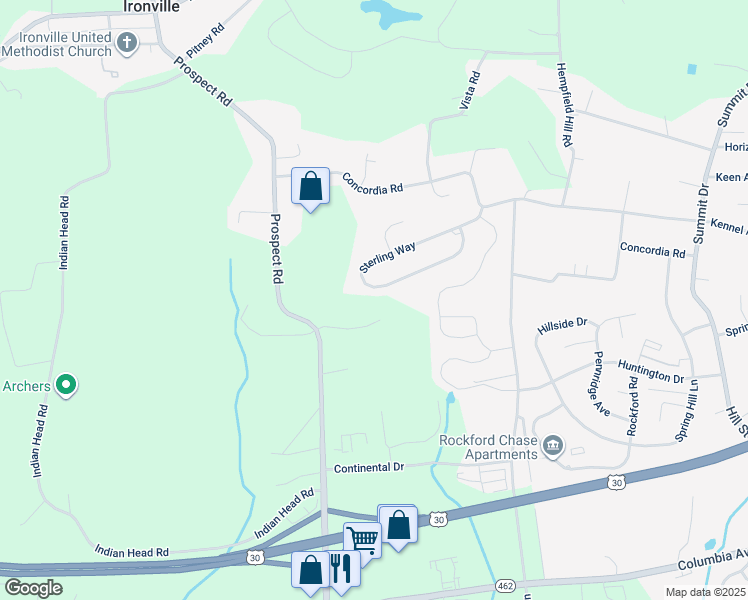 map of restaurants, bars, coffee shops, grocery stores, and more near 3871 Sterling Way in Columbia