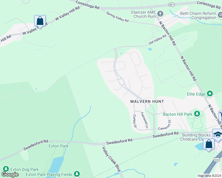 map of restaurants, bars, coffee shops, grocery stores, and more near 14 Hayworth Circle in Exton