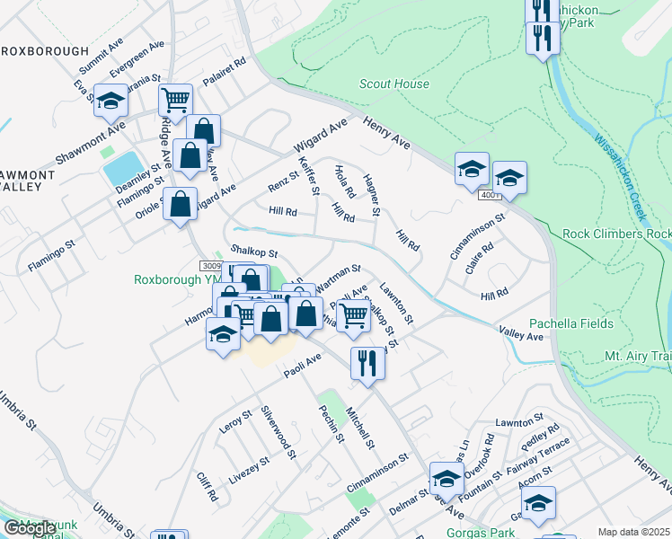 map of restaurants, bars, coffee shops, grocery stores, and more near 561 Wartman Street in Philadelphia
