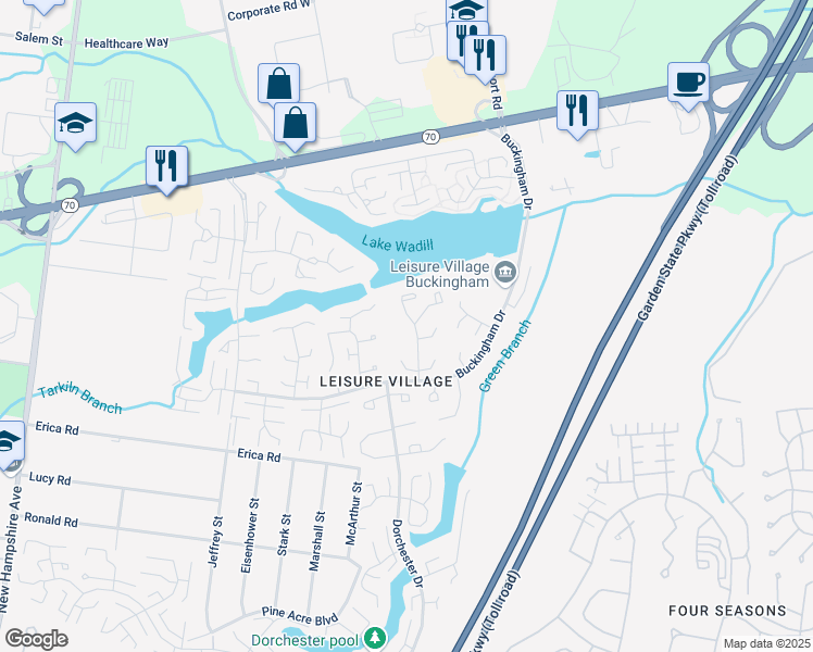 map of restaurants, bars, coffee shops, grocery stores, and more near 49D Cambridge Court in Lakewood