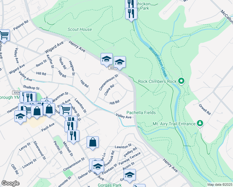 map of restaurants, bars, coffee shops, grocery stores, and more near 7018 Voigt Road in Philadelphia